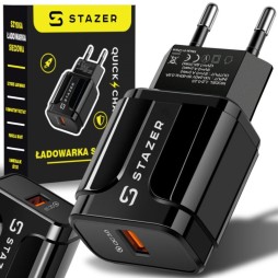 STAZER Ładowarka Sieciowa QC 1xUSB czarna
