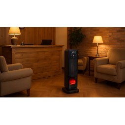 STAZER TURBOWARM – Termowentylator Kolumnowy, Grzejnik Elektryczny Kominek Farelka 2200W z Termostatem, Timerem i Pilotem