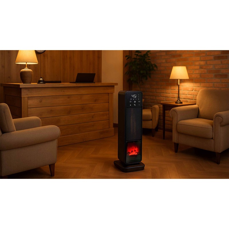 STAZER TURBOWARM – Termowentylator Kolumnowy, Grzejnik Elektryczny Kominek Farelka 2200W z Termostatem, Timerem i Pilotem