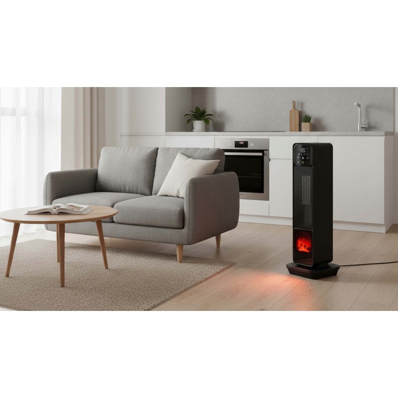 STAZER TURBOWARM – Termowentylator Kolumnowy, Grzejnik Elektryczny Kominek Farelka 2200W z Termostatem, Timerem i Pilotem