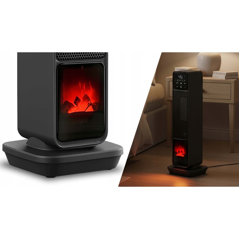 STAZER TURBOWARM – Termowentylator Kolumnowy, Grzejnik Elektryczny Kominek Farelka 2200W z Termostatem, Timerem i Pilotem