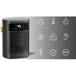 STAZER PowerHeat - Grzejnik Elektryczny Farelka Termowentylator, Nagrzewnica + Pilot, Timer, 1500W