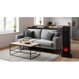 STAZER TURBOWARM – Termowentylator Kolumnowy, Grzejnik Elektryczny Kominek Farelka 2200W z Termostatem, Timerem i Pilotem