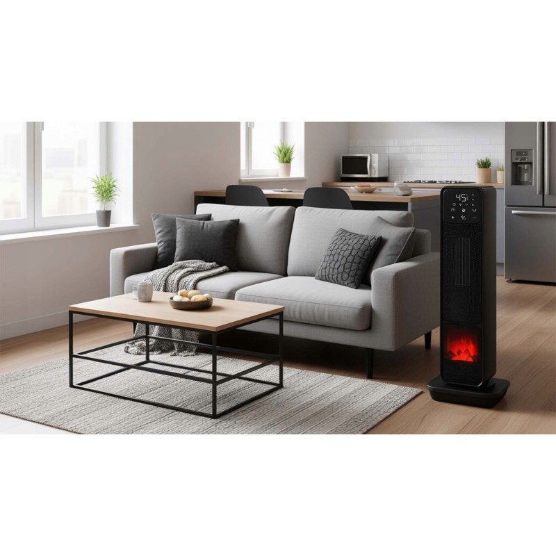 STAZER TURBOWARM – Termowentylator Kolumnowy, Grzejnik Elektryczny Kominek Farelka 2200W z Termostatem, Timerem i Pilotem