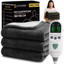 STAZER MeltMe Duży Koc Elektryczny 180x160 cm + Pilot i Timer, Miękki, Grzewczy