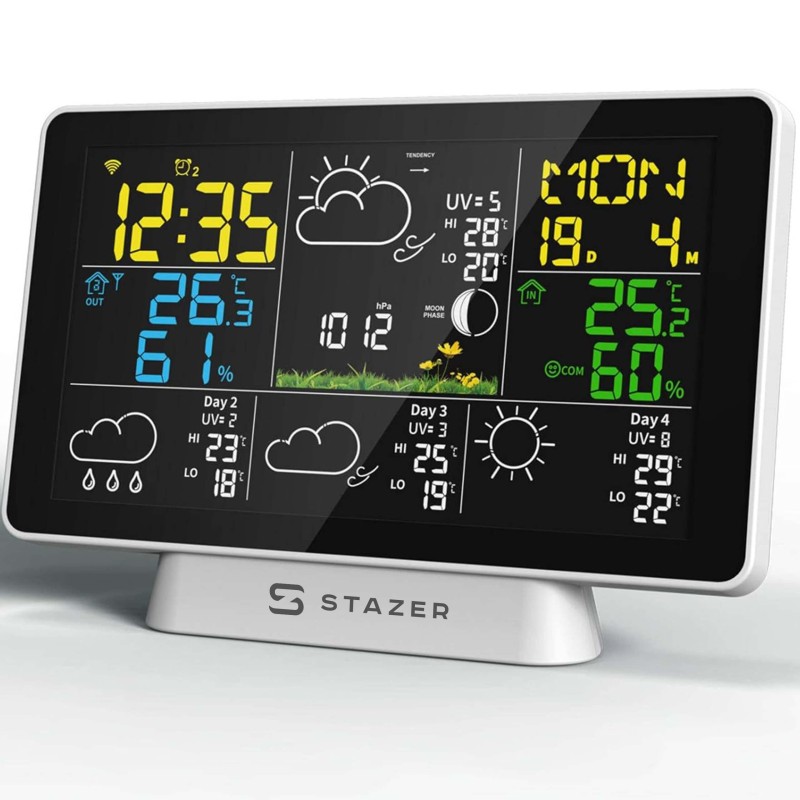 STAZER CLIMATIQ SMART Stacja pogody WiFi Tuya budzik zegar termometr higrometr barometr stacja pogodowa + czujnik