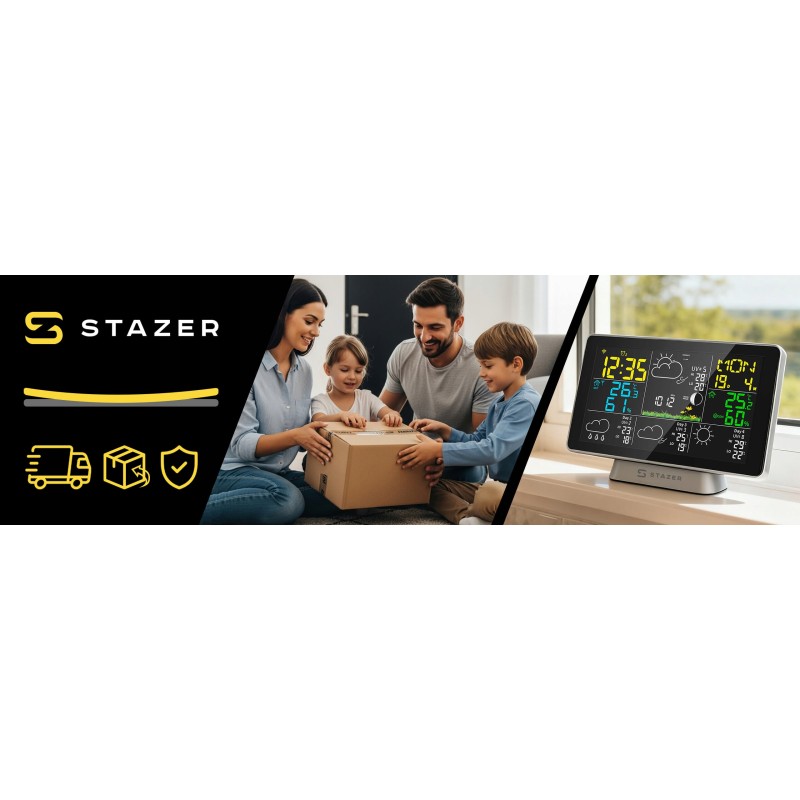 STAZER CLIMATIQ SMART Stacja pogody WiFi Tuya budzik zegar termometr higrometr barometr stacja pogodowa + czujnik