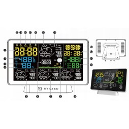 STAZER CLIMATIQ SMART Stacja pogody WiFi Tuya budzik zegar termometr higrometr barometr stacja pogodowa + czujnik