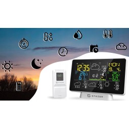 STAZER CLIMATIQ SMART Stacja pogody WiFi Tuya budzik zegar termometr higrometr barometr stacja pogodowa + czujnik