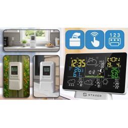 STAZER CLIMATIQ SMART Stacja pogody WiFi Tuya budzik zegar termometr higrometr barometr stacja pogodowa + czujnik