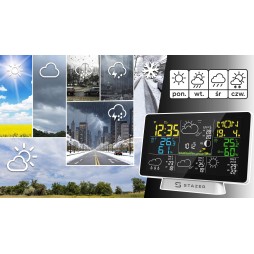 STAZER CLIMATIQ SMART Stacja pogody WiFi Tuya budzik zegar termometr higrometr barometr stacja pogodowa + czujnik