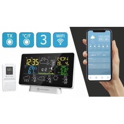 STAZER CLIMATIQ SMART Stacja pogody WiFi Tuya budzik zegar termometr higrometr barometr stacja pogodowa + czujnik