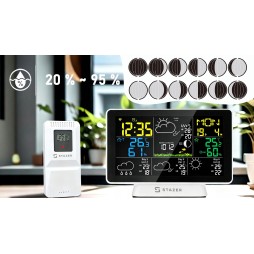 STAZER CLIMATIQ SMART Stacja pogody WiFi Tuya budzik zegar termometr higrometr barometr stacja pogodowa + czujnik