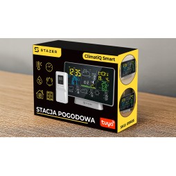 STAZER CLIMATIQ SMART Stacja pogody WiFi Tuya budzik zegar termometr higrometr barometr stacja pogodowa + czujnik