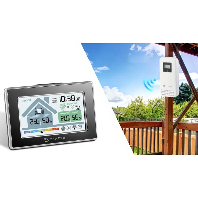 Stacja pogodowa pogody bezprzewodowa meteo termometr higrometr zegar LED