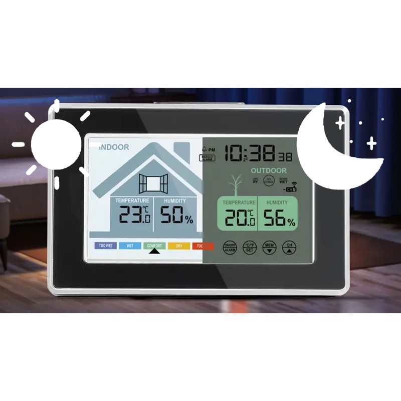 Stacja pogodowa pogody bezprzewodowa meteo termometr higrometr zegar LED