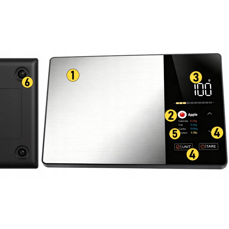 Waga kuchenna dietetyczna bluetooth z aplikacją na telefon 5kg/1g