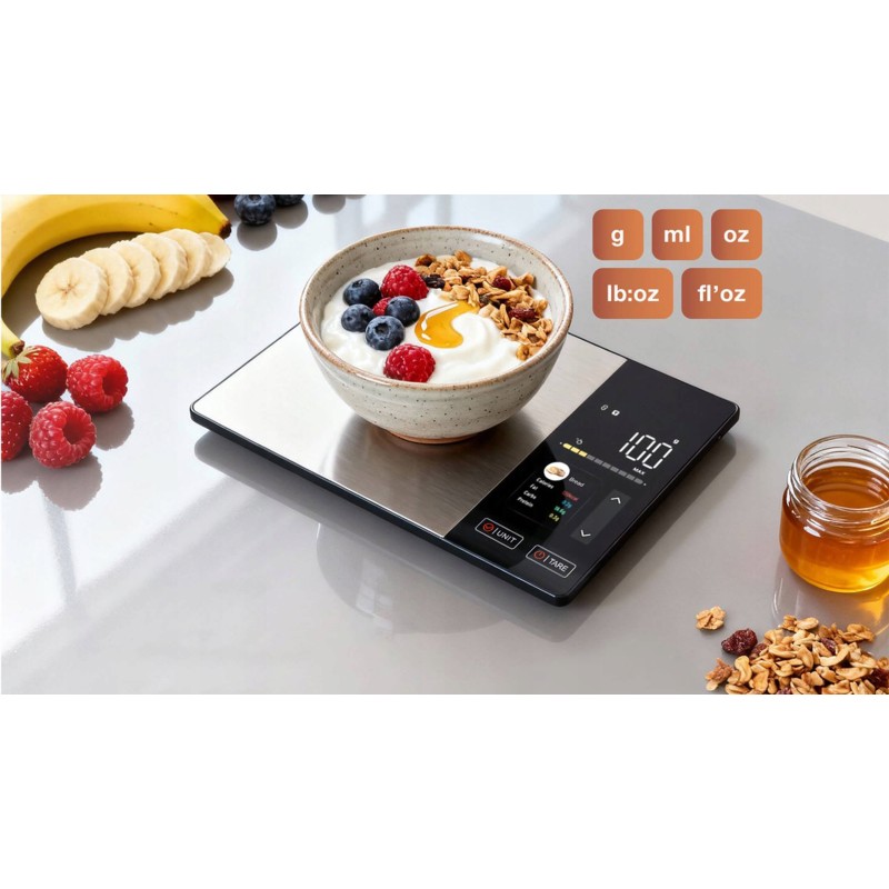 Waga kuchenna dietetyczna bluetooth z aplikacją na telefon 5kg/1g