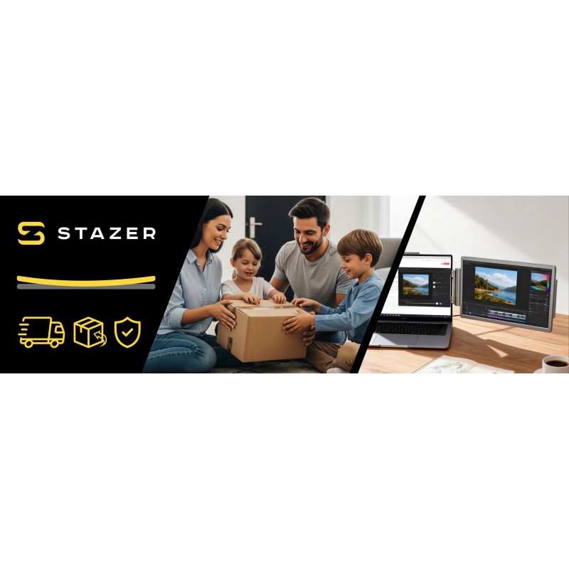 Przenośny monitor 14" do laptopa - montowany na ekranie | WUXGA, USB-C | ALGET.pl