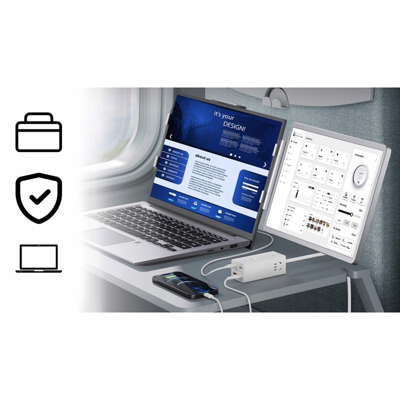 Przenośny monitor 14" do laptopa - montowany na ekranie | WUXGA, USB-C | ALGET.pl