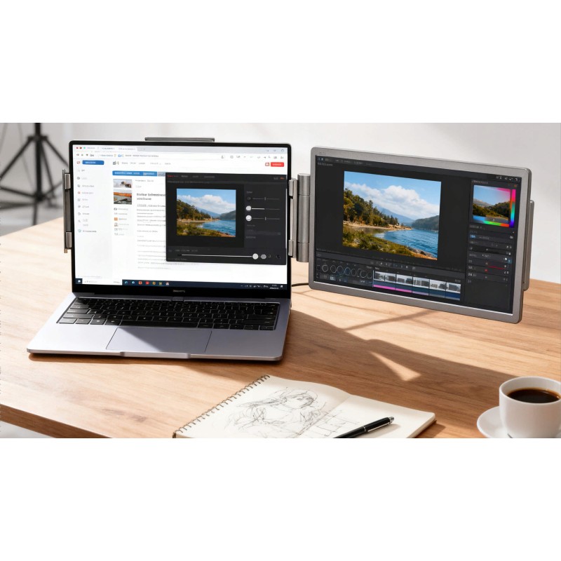 Przenośny monitor 14" do laptopa - montowany na ekranie | WUXGA, USB-C | ALGET.pl