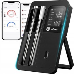 Termometr do pieczenia mięsa bezprzewodowy bluetooth elektroniczny 2x sonda