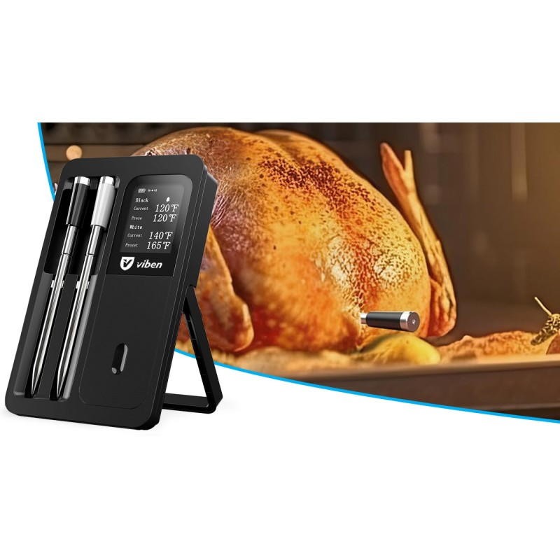 Termometr do pieczenia mięsa bezprzewodowy bluetooth elektroniczny 2x sonda