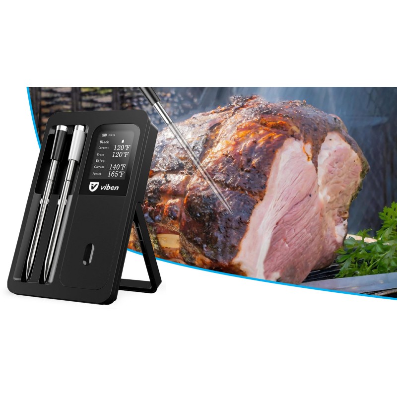 Termometr do pieczenia mięsa bezprzewodowy bluetooth elektroniczny 2x sonda