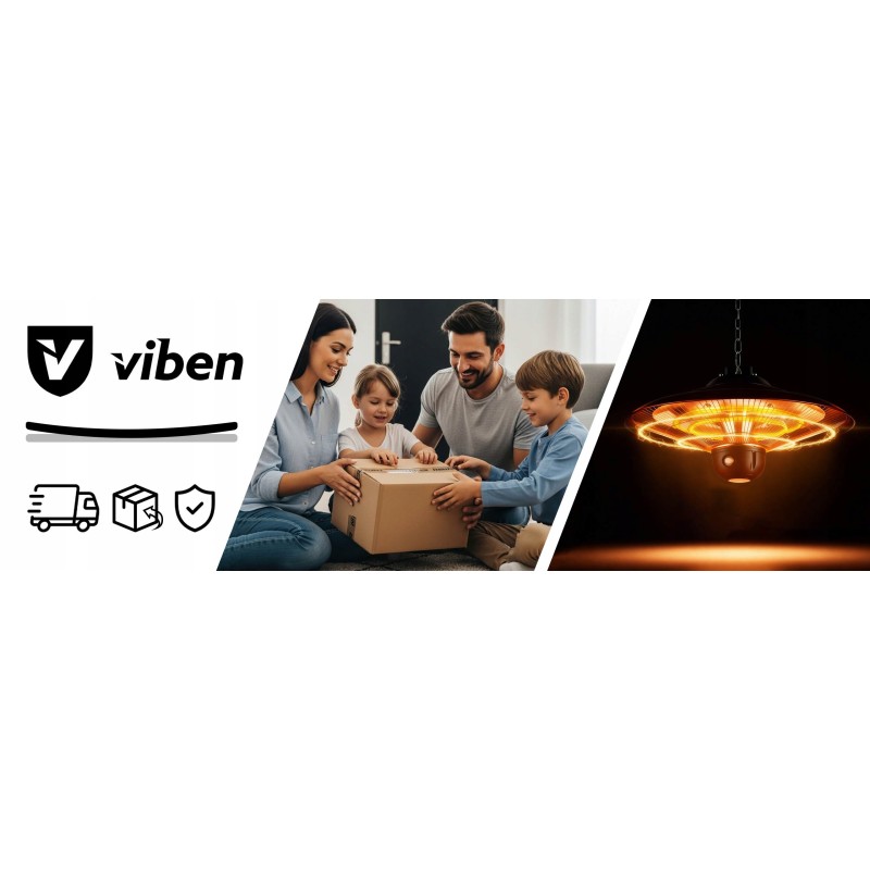 vIben SUNVEIL - promiennik sufitowy lampa grzewcza żarnik z pilotem na taras 2000W