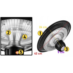 vIben SUNVEIL - promiennik sufitowy lampa grzewcza żarnik z pilotem na taras 2000W