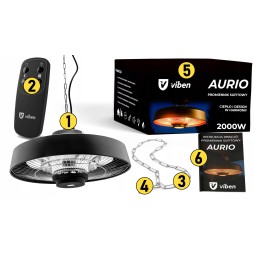 vIben Aurio - promiennik sufitowy lampa grzewcza żarnik z pilotem na taras 2000W