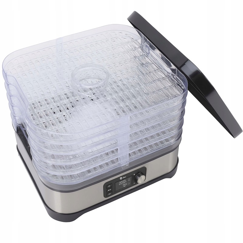 Suszarka do żywności viben DeHydroX 450W – cicha suszarka do grzybów, owoców i warzyw z timerem, 6 sit + dodatki