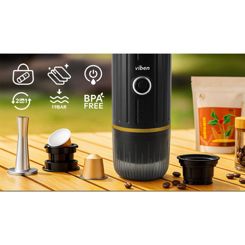 Przenośny ekspres do kawy mielonej kapsułki Nespresso espresso 19 bar 100W