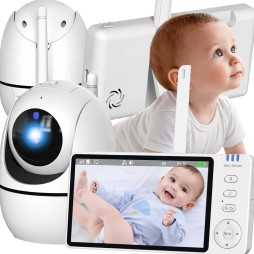 Niania elektroniczna z kamerą obrotową – baby monitor ekran LCD 5" HD