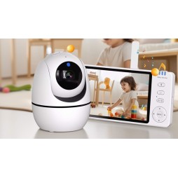 Niania elektroniczna z kamerą obrotową – baby monitor ekran LCD 5" HD
