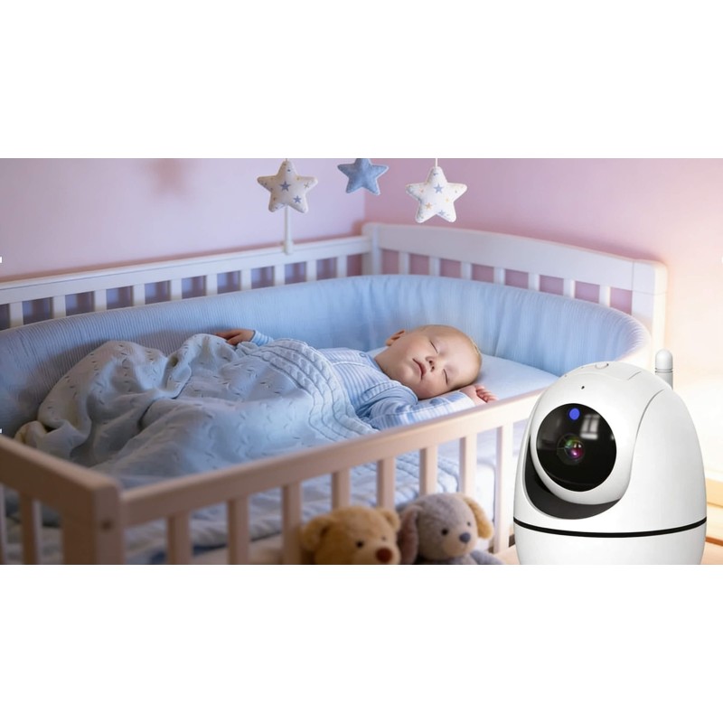 Niania elektroniczna z kamerą obrotową – baby monitor ekran LCD 5" HD