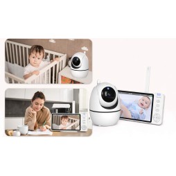 Niania elektroniczna z kamerą obrotową – baby monitor ekran LCD 5" HD