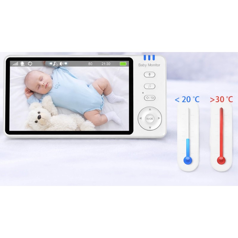 Niania elektroniczna z kamerą obrotową – baby monitor ekran LCD 5" HD