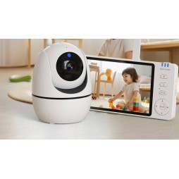 Niania elektroniczna z kamerą obrotową – baby monitor ekran LCD 5" HD