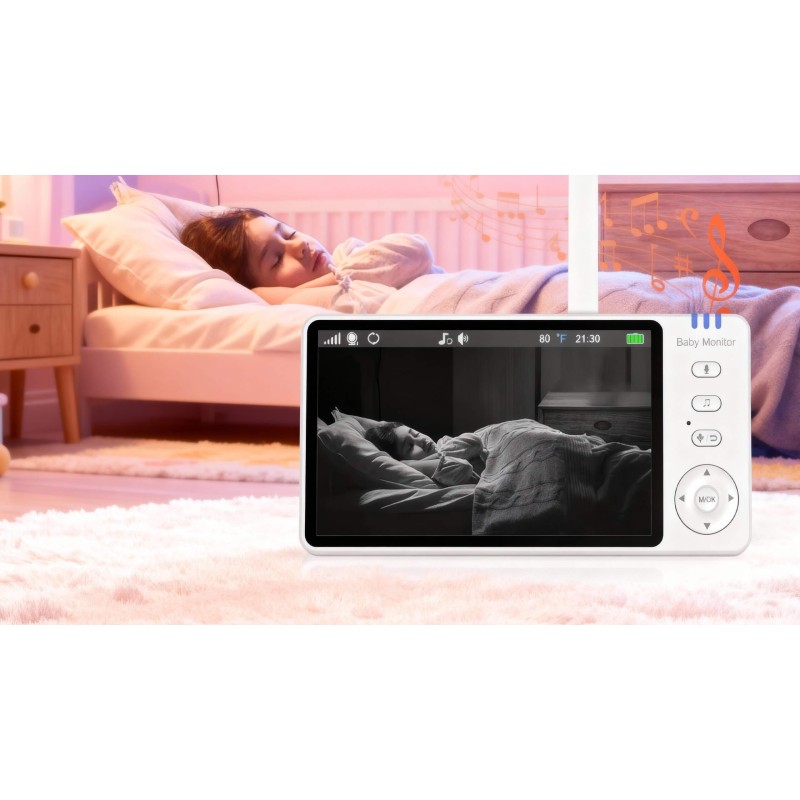 Niania elektroniczna z kamerą obrotową – baby monitor ekran LCD 5" HD