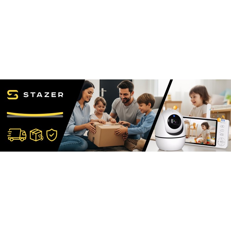 Niania elektroniczna z kamerą obrotową – baby monitor ekran LCD 5" HD