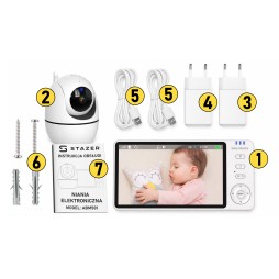 Niania elektroniczna z kamerą obrotową – baby monitor ekran LCD 5" HD