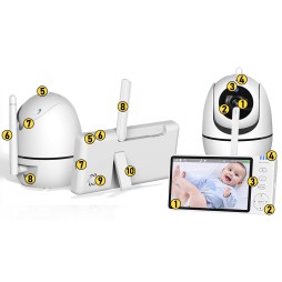 Niania elektroniczna z kamerą obrotową – baby monitor ekran LCD 5" HD