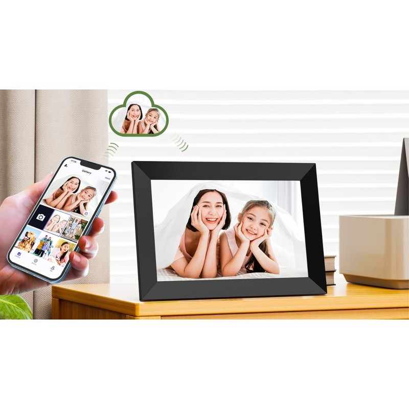 STAZER cyfrowa ramka na zdjęcia 10,1″ Wi-Fi HD IPS 1280 x 800, 32 GB, aplikacja Frameo
