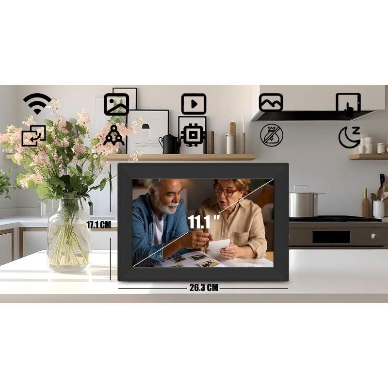 STAZER cyfrowa ramka na zdjęcia 10,1″ Wi-Fi HD IPS 1280 x 800, 32 GB, aplikacja Frameo