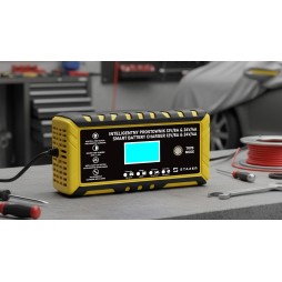 Prostownik samochodowy do ładowania akumulatorów, AGM, żelowe, kwasowe, z funkcją naprawy 12v/8a 24v/4a LCD