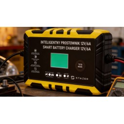 Prostownik samochodowy do ładowania akumulatorów, AGM, żelowe, kwasowe, z funkcją naprawy 12v/6A lcd