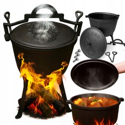 Kociołek żeliwny myśliwski garnek węgierski na pieczonki ognisko grill 10L