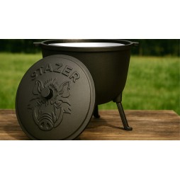 Kociołek żeliwny emaliowany, garnek myśliwski na ognisko grill 5l