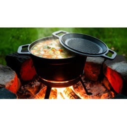 Kociołek żeliwny z patelnią garnek myśliwski węgierski na ognisko grill 8l